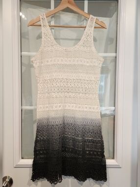 Volcom Cream to Dark Grey Crochet Ombre Mini Dress